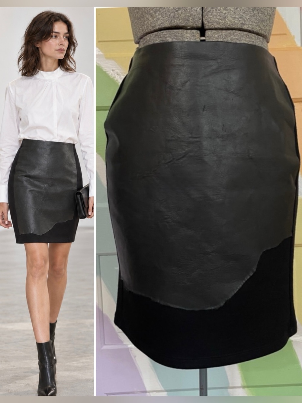 Maison Martin Margiela Line 1 Leather Deconstructed Pencil Skirt IT 38 US 2🧡🎀